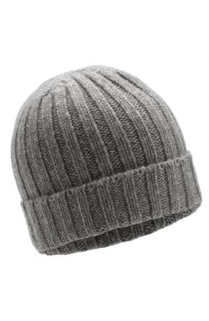 Кашемировая шапка фактурной вязки Allude. Цвет: серый
