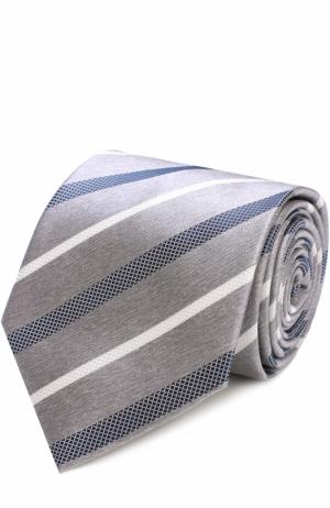Шелковый галстук в полоску Brioni. Цвет: светло-серый