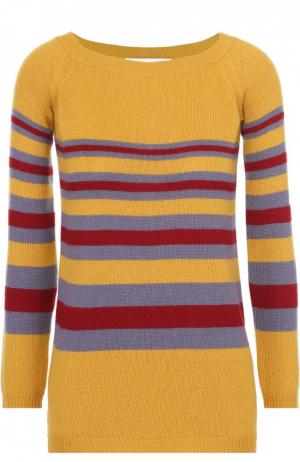 Кашемировый пуловер прямого кроя в контрастную полоску Valentino. Цвет: желтый