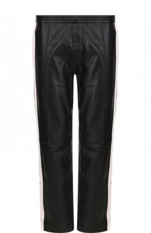 Кожаные брюки прямого кроя с поясом на резинке Dsquared2. Цвет: черный