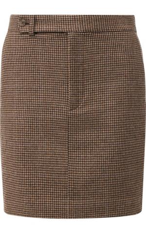 Шерстяная мини-юбка с принтом Polo Ralph Lauren. Цвет: коричневый