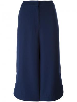 Широкие укороченные брюки Armani Collezioni. Цвет: синий
