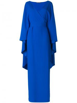 Длинное драпированное платье Alberta Ferretti. Цвет: синий