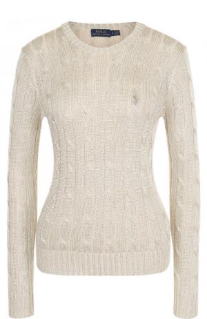 Приталенный пуловер фактурной вязки Polo Ralph Lauren. Цвет: бежевый
