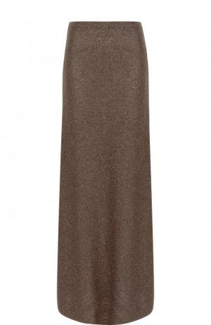 Расклешенная юбка-макси из вискозы Dries Van Noten. Цвет: бронзовый