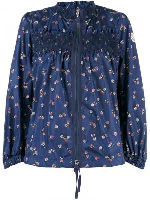 Куртка с принтом и воротником-стойкой Moncler. Цвет: синий