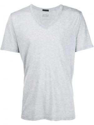 Трикотажная футболка с V-образным вырезом Atm Anthony Thomas Melillo. Цвет: серый