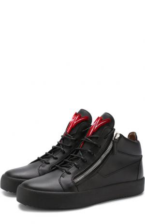 Высокие кожаные кеды Kriss на шнуровке Giuseppe Zanotti Design. Цвет: черный