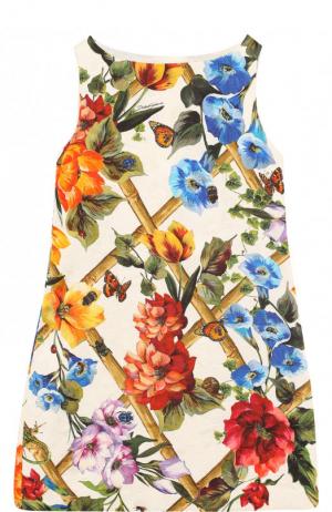 Мини-платье из хлопка и шелка А-силуэта с принтом Dolce & Gabbana. Цвет: разноцветный