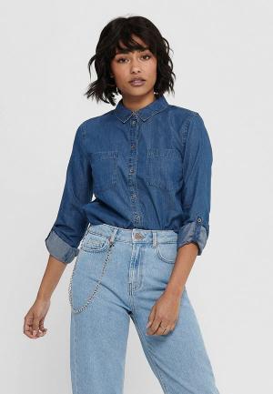 Рубашка джинсовая Jacqueline de Yong. Цвет: синий