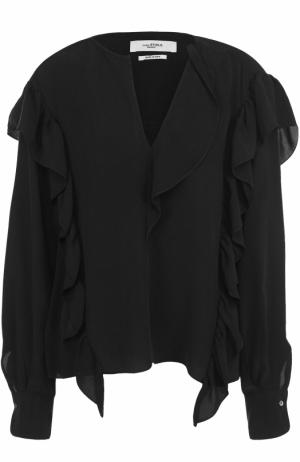 Блуза свободного кроя с оборками и V-образным вырезом Isabel Marant Etoile. Цвет: черный