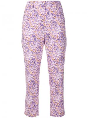 Укороченные брюки с цветочным принтом Blumarine. Цвет: розовый и фиолетовый
