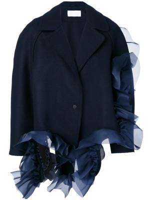 Асимметричный пиджак с оборками Roberts Wood. Цвет: синий
