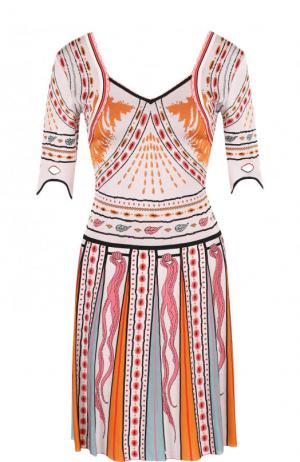 Приталенное мини-платье с коротким рукавом Roberto Cavalli. Цвет: разноцветный