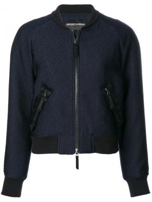 Куртка-бомбер с нашивкой Emporio Armani. Цвет: синий