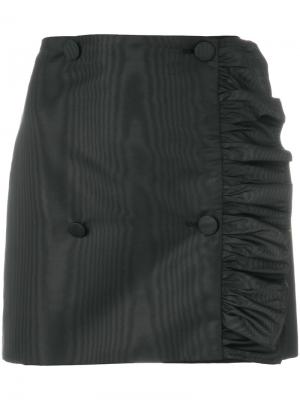 Асимметричная мини-юбка с рюшами MSGM. Цвет: чёрный