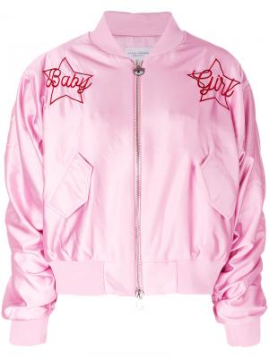 Куртка-бомбер с вышивкой Chiara Ferragni. Цвет: розовый и фиолетовый