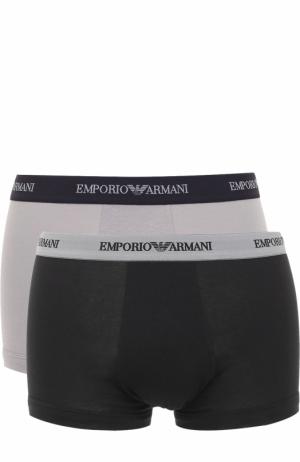 Комплект из двух хлопковых боксеров с эластичной резинкой Emporio Armani. Цвет: темно-серый