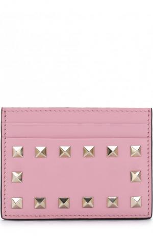 Кожаный футляр для кредитных карт  Garavani Rockstud Valentino. Цвет: розовый