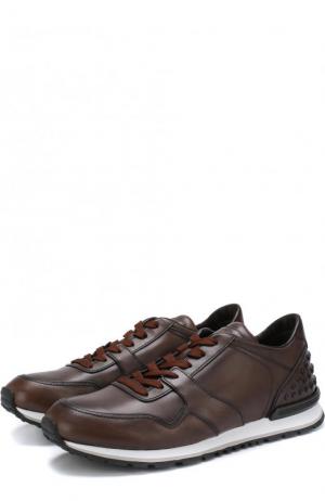 Кожаны кроссовки на шнуровке Tod’s. Цвет: коричневый