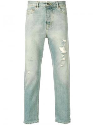 Прямые джинсы с рваными деталями Golden Goose Deluxe Brand. Цвет: синий