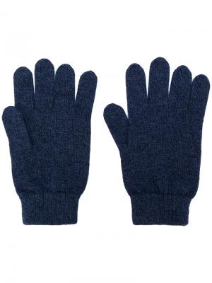 Перчатки в рубчик N.Peal. Цвет: синий