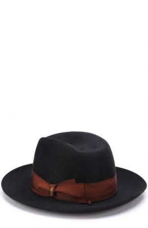 Фетровая шляпа с лентой Borsalino. Цвет: черный