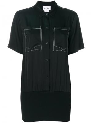 Рубашка с вышивкой DKNY. Цвет: чёрный