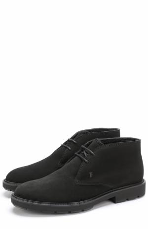 Замшевые ботинки на шнуровке с внутренней меховой отделкой Tod’s. Цвет: черный