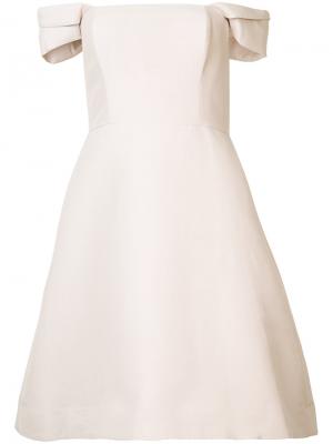 Приталенное платье с открытыми плечами Halston Heritage. Цвет: розовый и фиолетовый