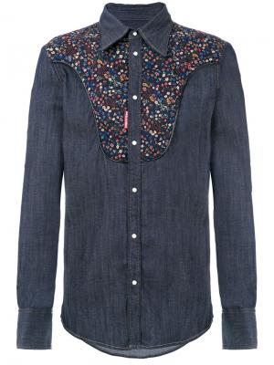 Джинсовая рубашка со вставкой в стиле вестерн Dsquared2. Цвет: синий