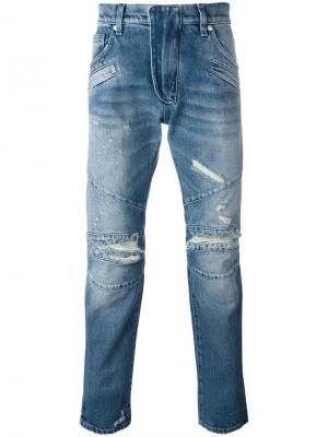 Рваные узкие джинсы Pierre Balmain. Цвет: синий