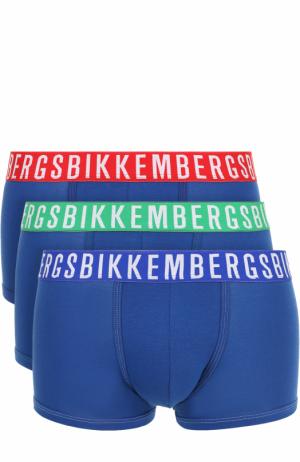 Комплект из трех хлопковых боксеров с широкой резинкой Dirk Bikkembergs. Цвет: синий