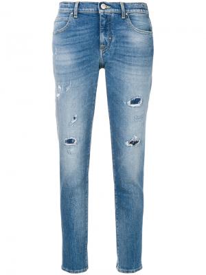 Укороченные джинсы с потертой отделкой Jacob Cohen. Цвет: синий