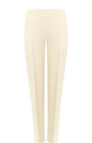 Однотонные брюки из смеси шелка и шерсти Valentino. Цвет: кремовый