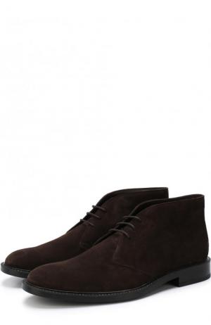 Замшевые ботинки на шнуровке Tod’s. Цвет: темно-коричневый