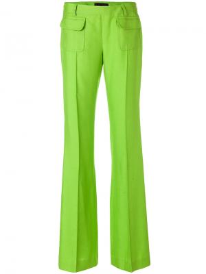 Расклешенные брюки со складками Talbot Runhof. Цвет: зелёный