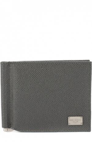 Кожаное портмоне с отделением для кредитных карт Dolce & Gabbana. Цвет: серый