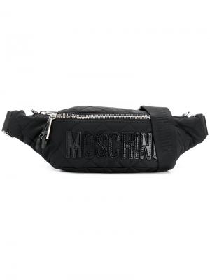Нейлоновая поясная сумка с логотипом Moschino. Цвет: чёрный