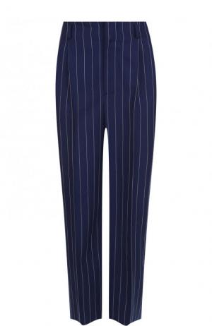 Укороченные шерстяные брюки в полоску Ralph Lauren. Цвет: темно-синий