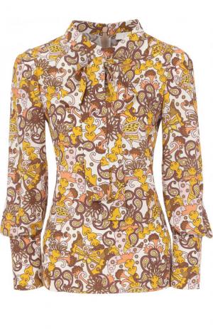 Блуза из вискозы с принтом и воротником аскот Chloé. Цвет: желтый