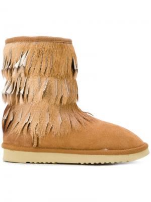 Ботинки Eskimo с бахромой Mou. Цвет: коричневый