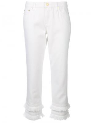Укороченные многослойные брюки Michael Kors. Цвет: белый