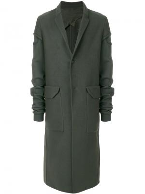 Однобортное пальто Rick Owens. Цвет: зелёный