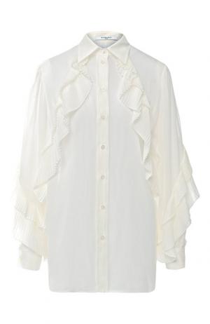 Шелковая блуза с оборками Givenchy. Цвет: белый