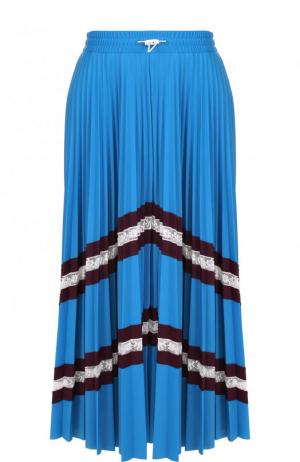 Плиссированная юбка-миди с эластичным поясом Valentino. Цвет: голубой