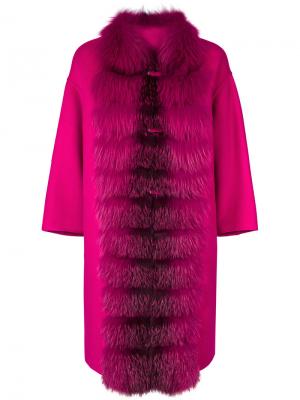 Пальто с меховой отделкой Ermanno Scervino. Цвет: розовый и фиолетовый