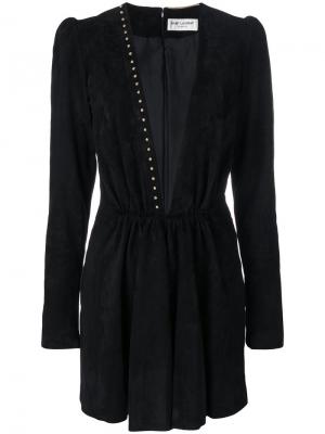 Платье мини с глубоким вырезом Saint Laurent. Цвет: чёрный