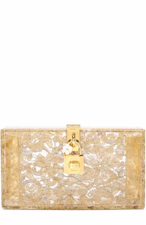 Клатч Dolce Box с кружевом & Gabbana. Цвет: золотой