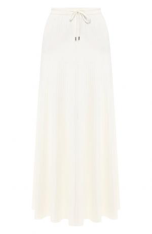 Кашемировая юбка-миди с эластичным поясом Loro Piana. Цвет: белый